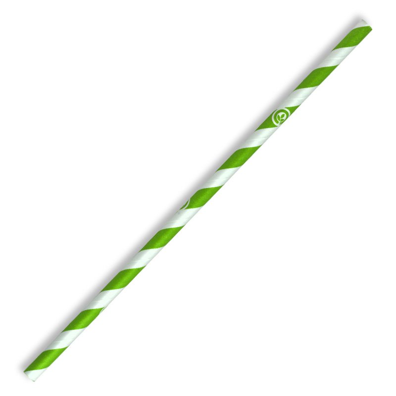 Jumbo Straw - Premium green/white paper 8mm - pack of 2,500