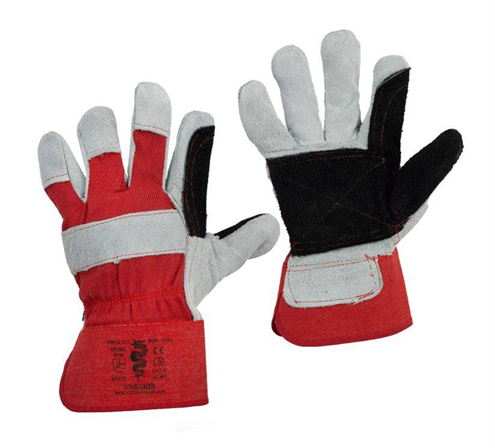 Rigger - Premium Reinforced red/grey leather - pack of 12 pairs