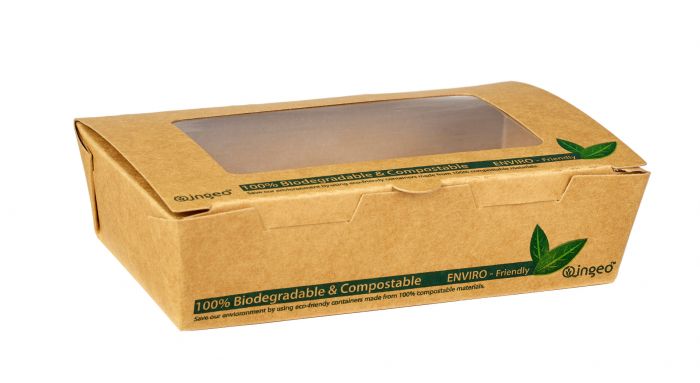 Compostable Tuck Top Window Salad Box 700ml  - Pack of 200