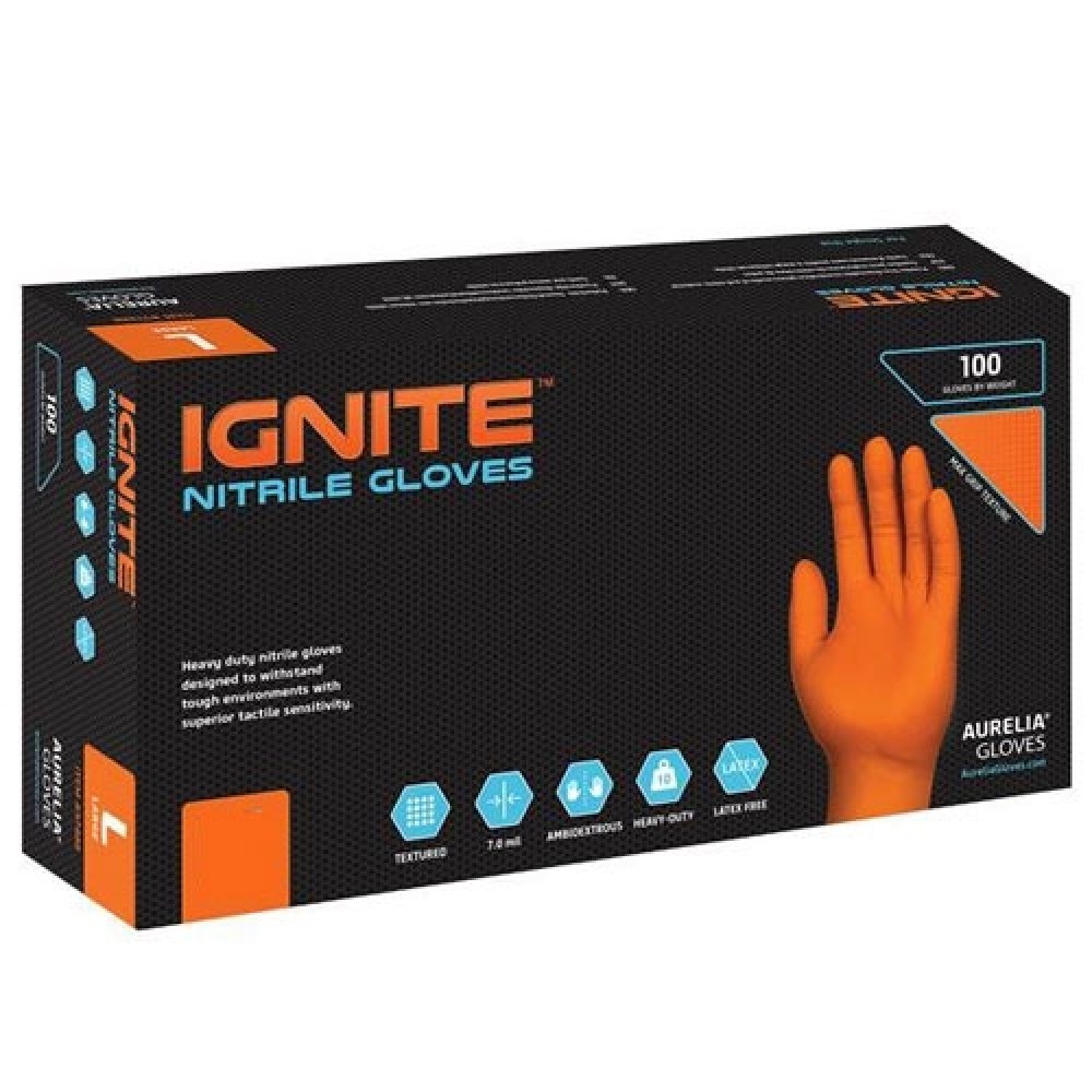 Aurelia Ignite Orange Nitrile HD Gloves 500