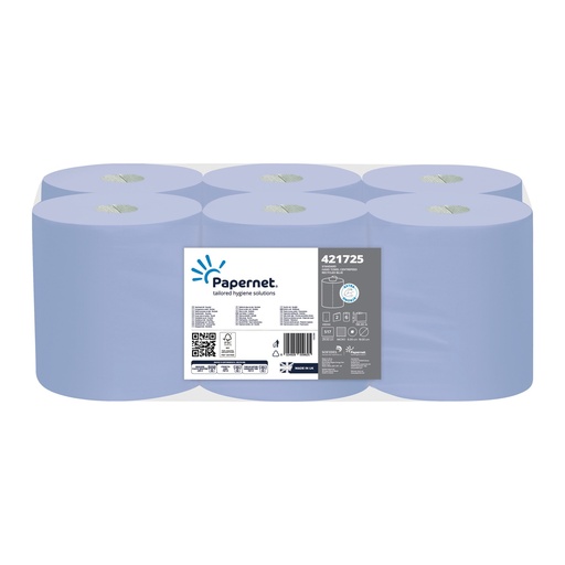 [BRCFB2] Premium Blue Paper Centrefeed Roll (135m x6) 415431 individually wrapped